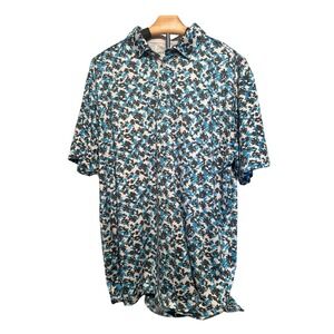 Matte Grey Mens Polo Blue/Black Camo Pattern Size L